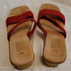 Women's Red Slides Medium Heels 10 M Italy
